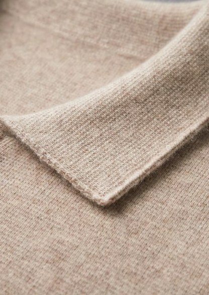 Extrafeine Merino-Wolle Reißverschluss-Polo-Strickjacke